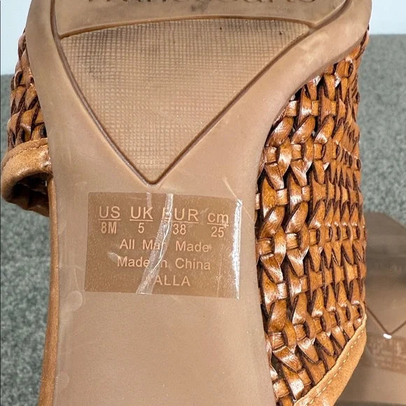 Franco Sarto Shoes Wm 8 M Nalla Woven Basketweave Block Heel Mules 90 Y2K - Picture 10 of 12